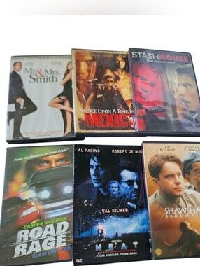 6pc Action Movie DVD - Mr & Mrs Smith, Road Rage, Etc